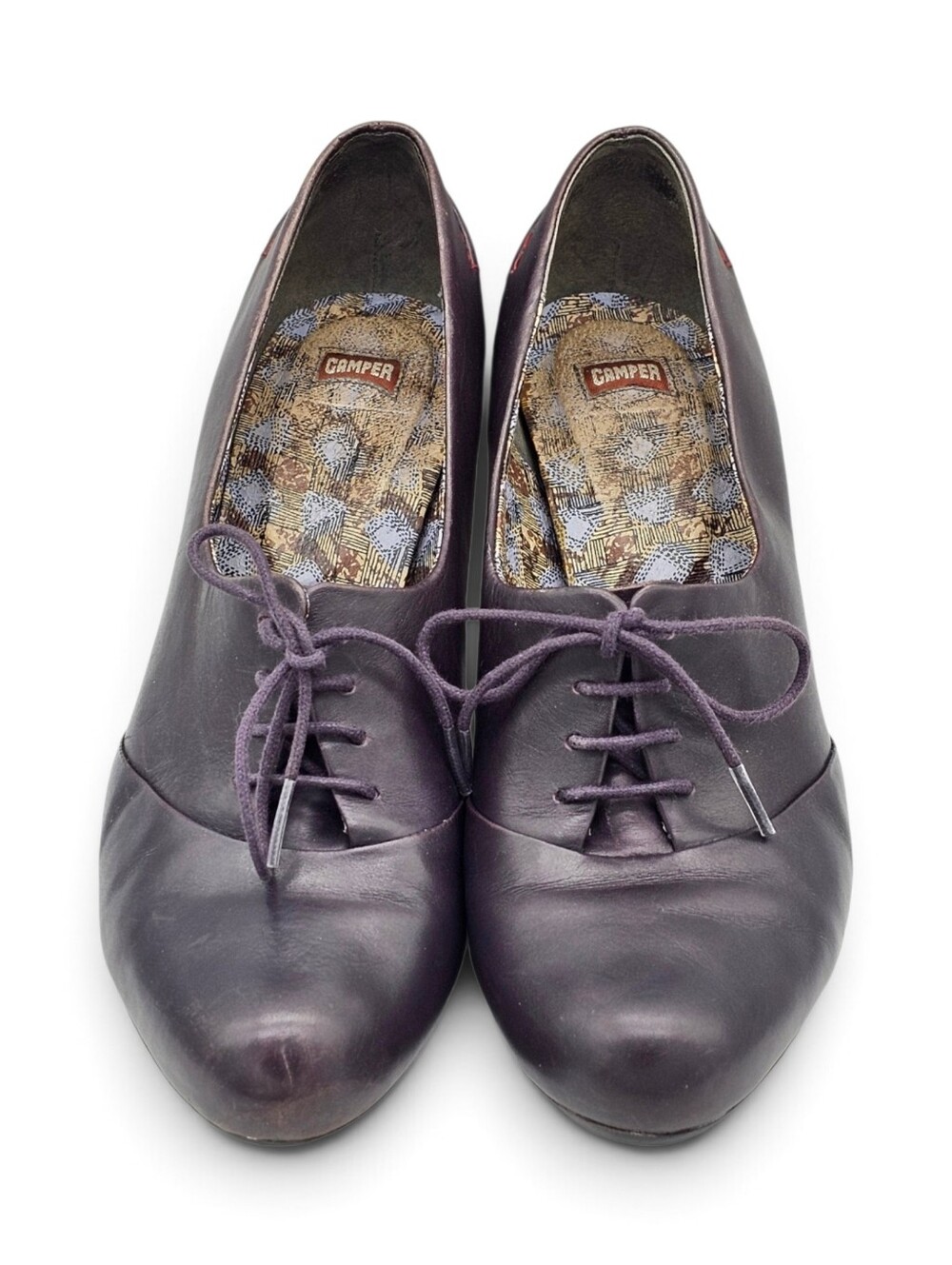 Camper Colosseum Purple Leather Lace Up Block Heel Pumps 39 8.5 US - Picture 5 of 13
